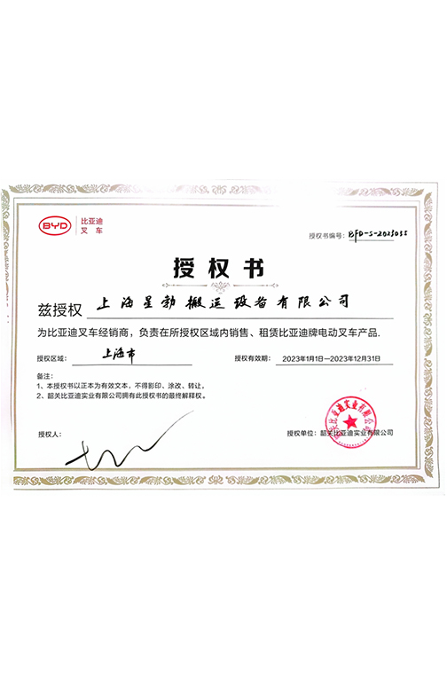 龙港市BYD2023授权书